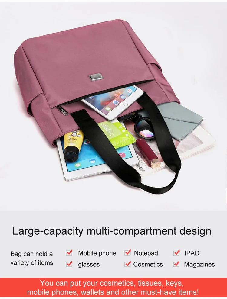 Lisslune | Large Capacity Water Repellent Multi Pocket Nylon Shoulder Bag