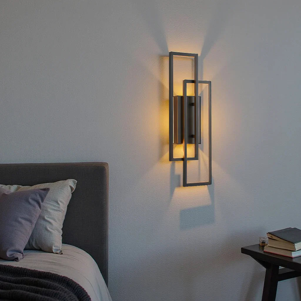 Lisslune | Modern Geometric LED Wall Light – Rectangle Design with Remote Dimming (Black or Copper Finish)