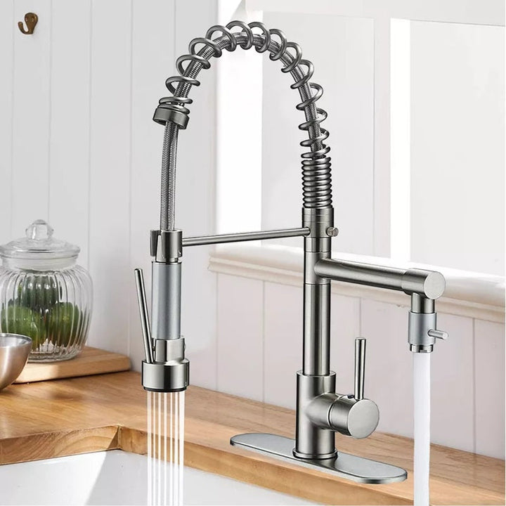 Lisslune | 360° Stainless Steel Kitchen Faucet with Pull-Down Spring Spout