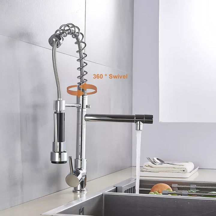 Lisslune | Pull-Out Kitchen Faucet with 360° Rotating Spout and Dual Mode Sprayer
