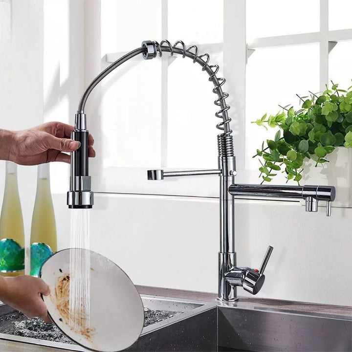 Lisslune | Pull-Out Kitchen Faucet with 360° Rotating Spout and Dual Mode Sprayer