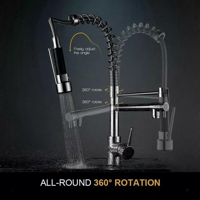 Lisslune | Pull-Out Kitchen Faucet with 360° Rotating Spout and Dual Mode Sprayer