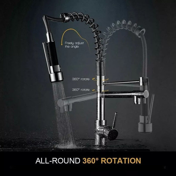 Lisslune | Pull-Out Kitchen Faucet with 360° Rotating Spout and Dual Mode Sprayer