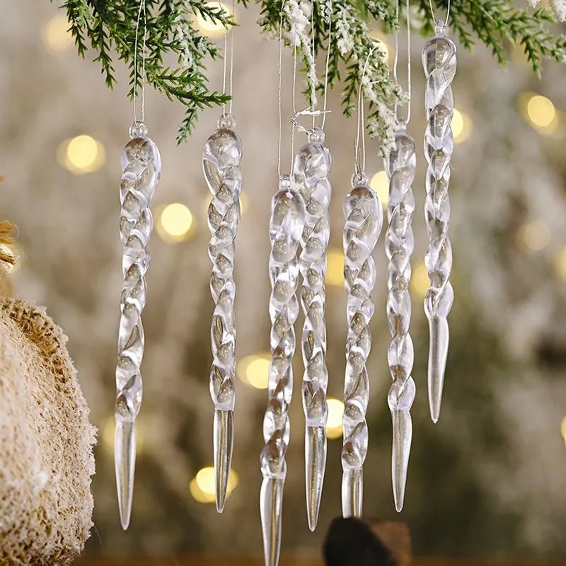 Lisslune | Synthetic Icicle Christmas Ornaments Set– Winter Wonderland Tree Decorations for Parties & New Year Charm