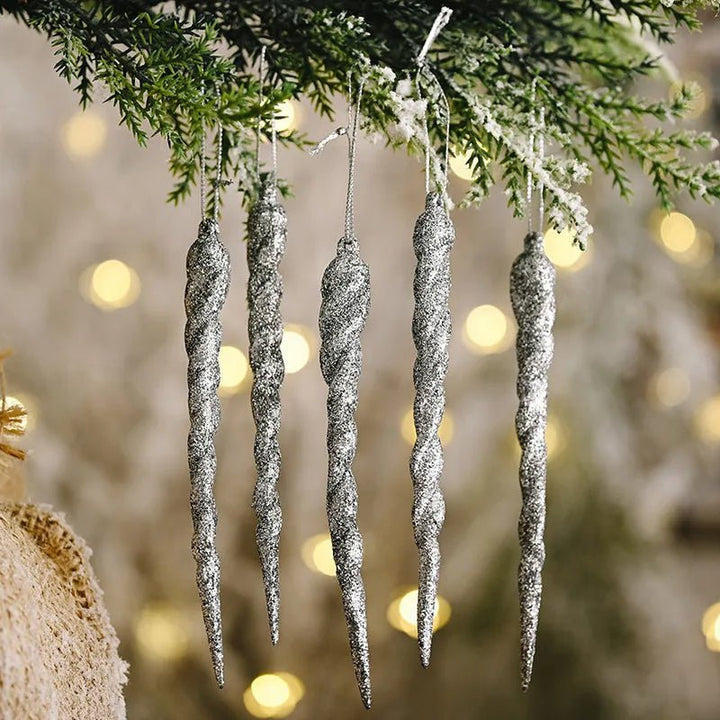 Lisslune | Synthetic Icicle Christmas Ornaments Set– Winter Wonderland Tree Decorations for Parties & New Year Charm