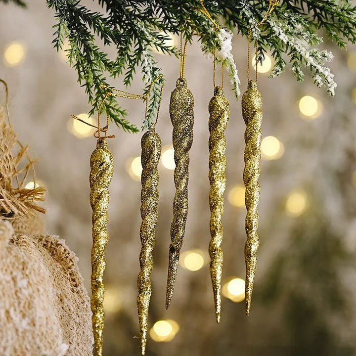 Lisslune | Synthetic Icicle Christmas Ornaments Set– Winter Wonderland Tree Decorations for Parties & New Year Charm