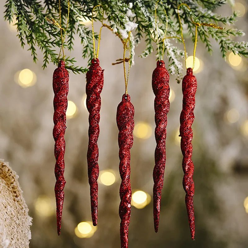 Lisslune | Synthetic Icicle Christmas Ornaments Set– Winter Wonderland Tree Decorations for Parties & New Year Charm