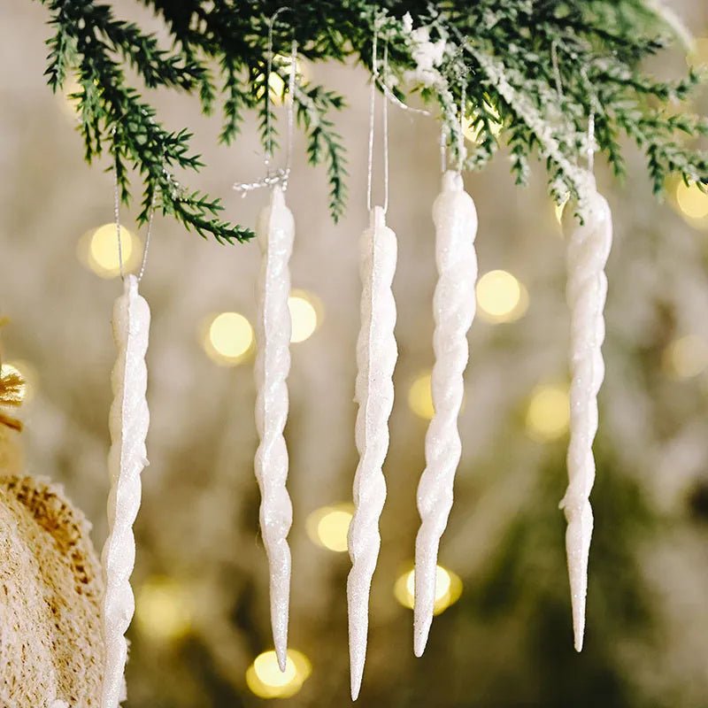 Lisslune | Synthetic Icicle Christmas Ornaments Set– Winter Wonderland Tree Decorations for Parties & New Year Charm