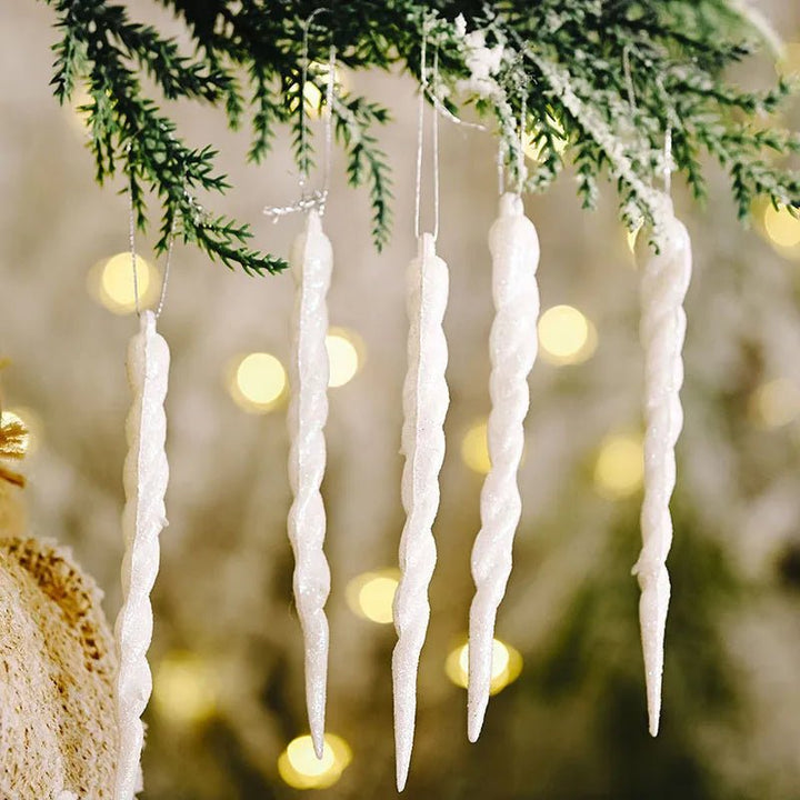 Lisslune | Synthetic Icicle Christmas Ornaments Set– Winter Wonderland Tree Decorations for Parties & New Year Charm
