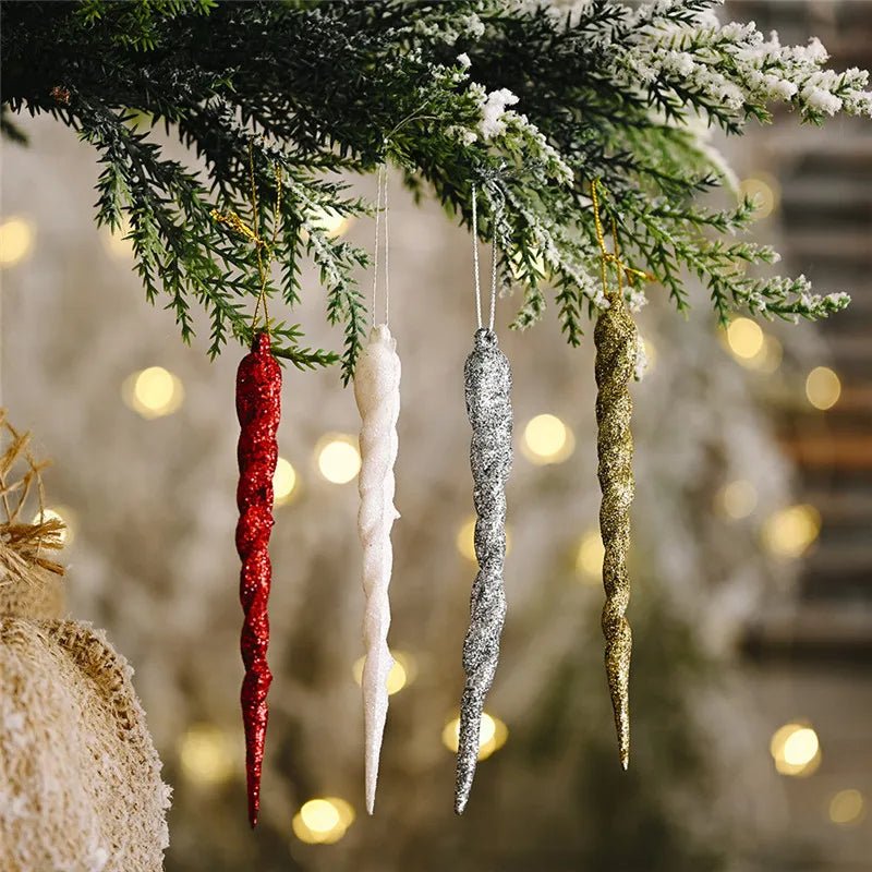 Lisslune | Synthetic Icicle Christmas Ornaments Set– Winter Wonderland Tree Decorations for Parties & New Year Charm