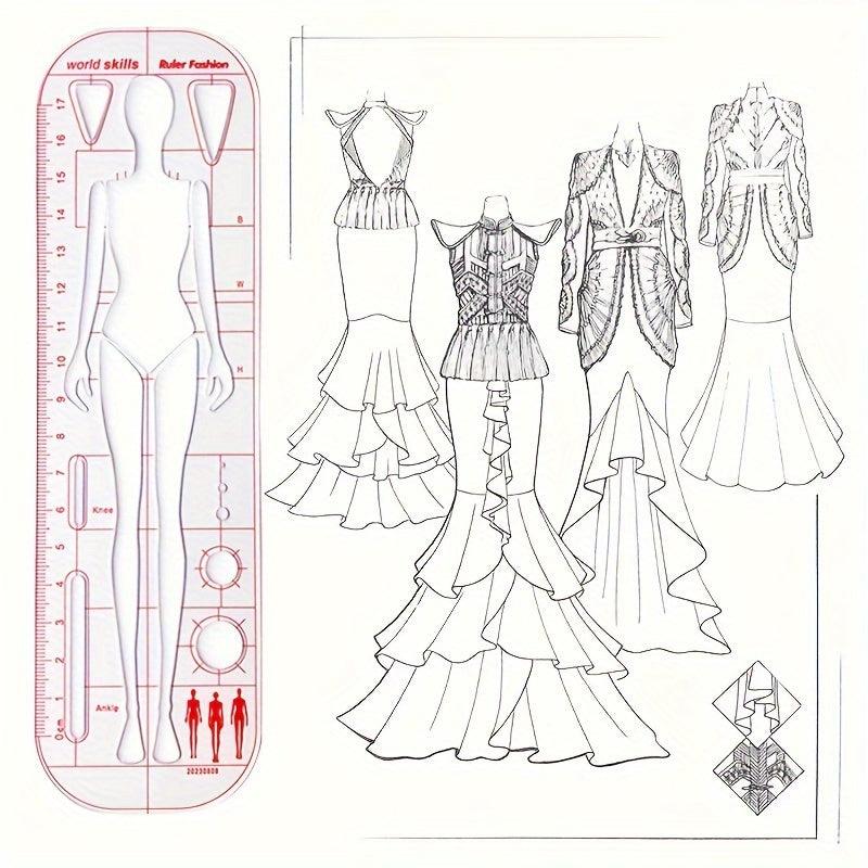 Lisslune | Fashion Design Acrylic Male Figure Template Ruler for Creative Illustrators