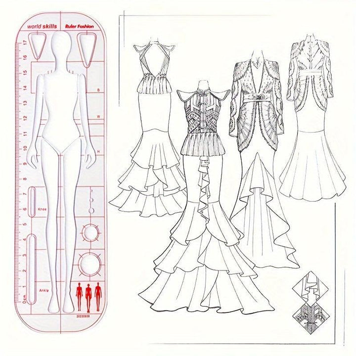 Lisslune | Fashion Design Acrylic Male Figure Template Ruler for Creative Illustrators