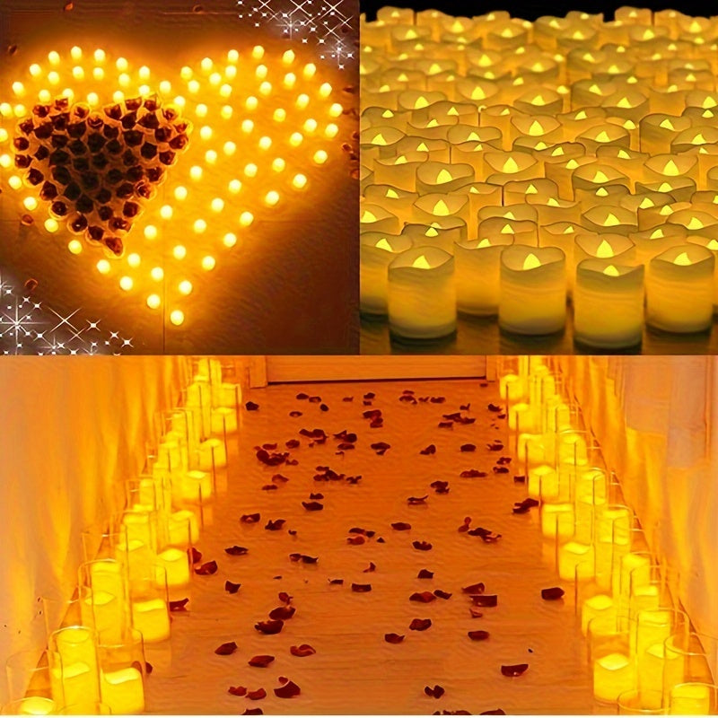 Lisslune | 24/50/100 Pack flameless LED candles – battery-operated flickering tealights, smokeless and romantic for weddings and engagements