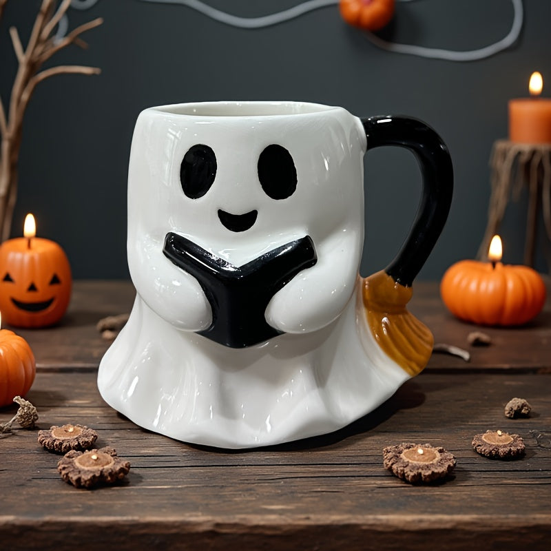 Lisslune | Halloween Ghost Mug – Ceramic Mug with Laughing Ghost Design