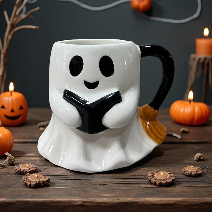 Lisslune | Halloween Ghost Mug – Ceramic Mug with Laughing Ghost Design