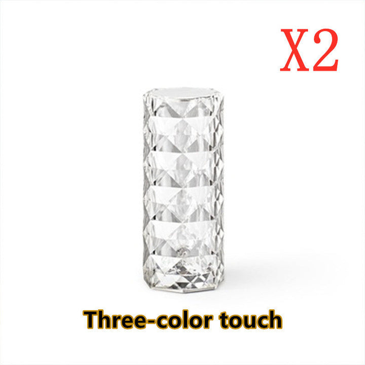 Lisslune | Nordic Crystal Lamp USB Table Lamps Bedroom Touch Dimming Atmosphere Diamond Night Light Rose Projector Lamp Decor