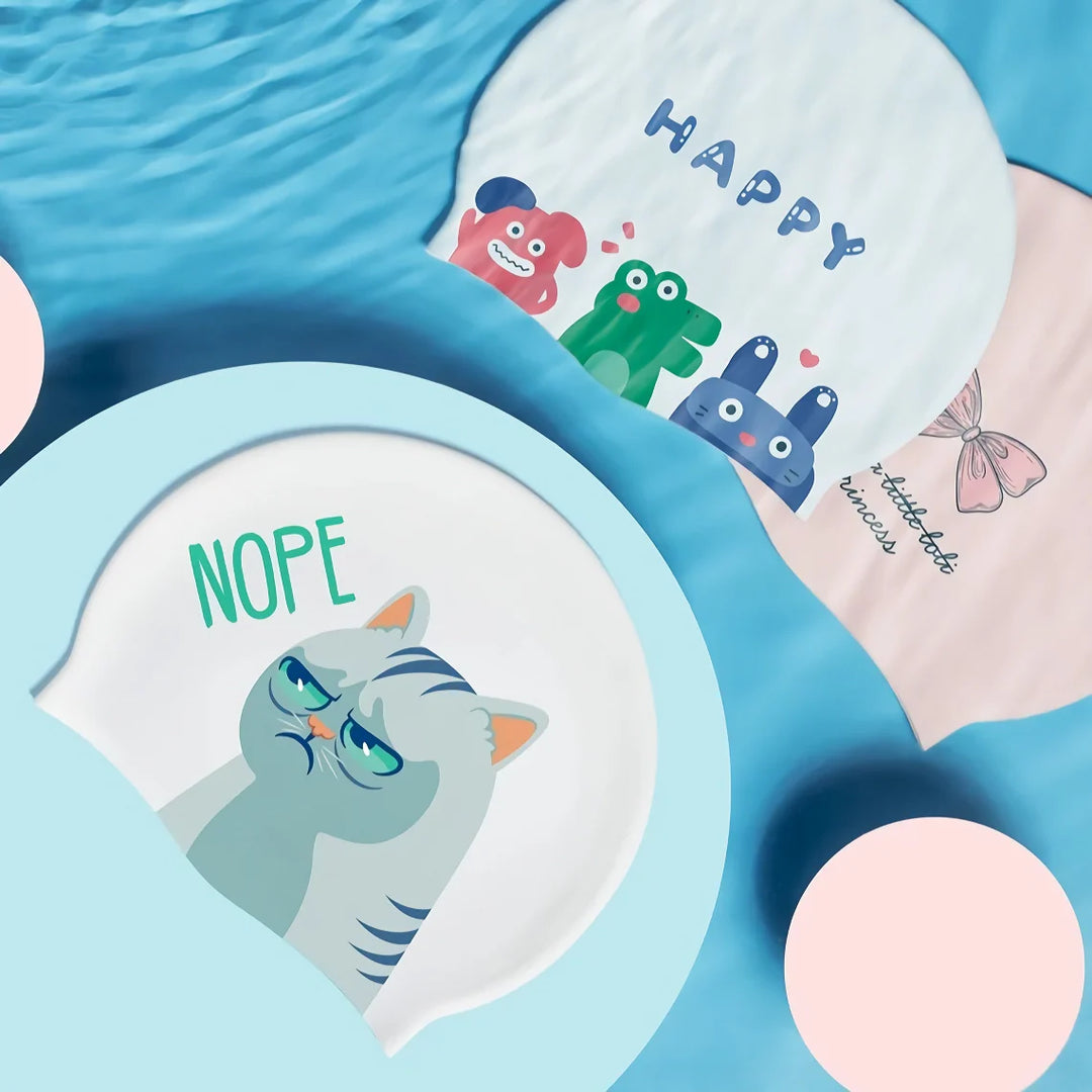 Lisslune | Unisex Silicone Swim Cap with Ear Protection: Colorful and Water-Resistant