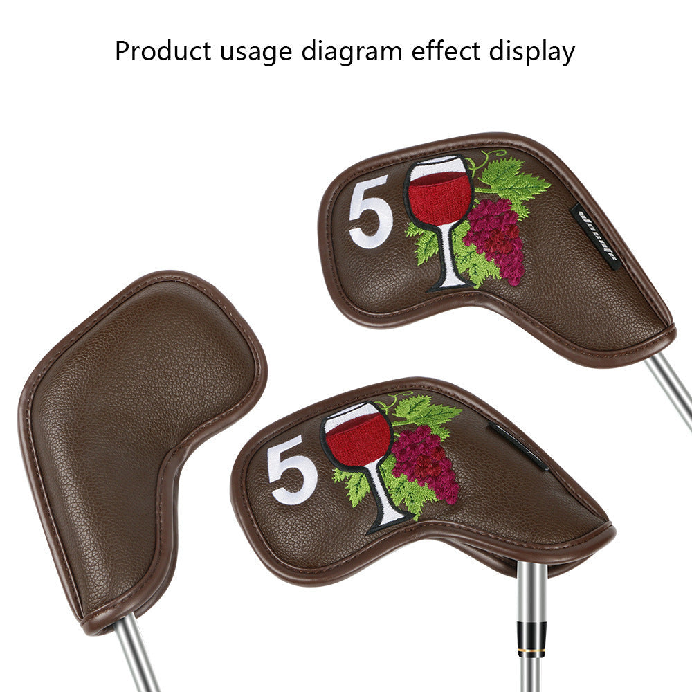 Lisslune | Golf Iron Cover Sleeve Ball Arm Cap Wine Glass Pattern High-end Pu Shaft Head Protective Cover