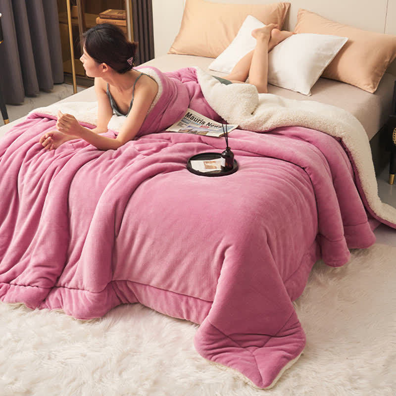 Lisslune | Solid thick double-sided velvet cube blanket