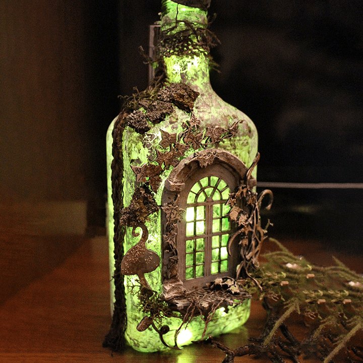 Lisslune | Altered Art Bottle - Mystical forest stories