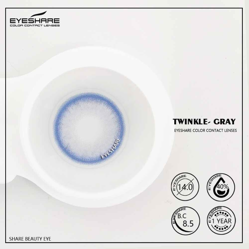 Lisslune Twinkle Gray 14.0mm 1 Pair | 1 Year