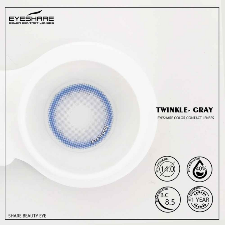 Lisslune Twinkle Gray 14.0mm 1 Pair | 1 Year