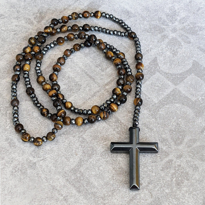 Lisslune | Orion Spiritual Necklace with Tiger Eye & Lapis Lazuli – Men's Rosary