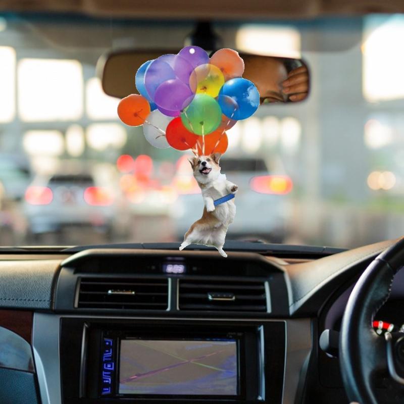 Lisslune | Car Rearview Mirror Colorful Flying Dogs & Cats Pendant