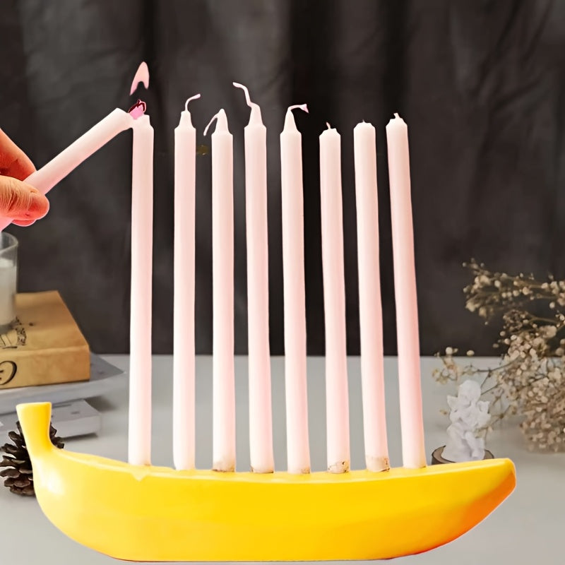 Skorter | Innovative Ceramic Banana Decorative Candlestick - Fun Candlestick for Hanukkah, Unique Banana Theme Candlestick for Enthusiasts, Parties, Home Lighting, Also Suitable for Christmas, Valentine's Day, Easter, Thanksgiving, Hanukkah Festival Gifts