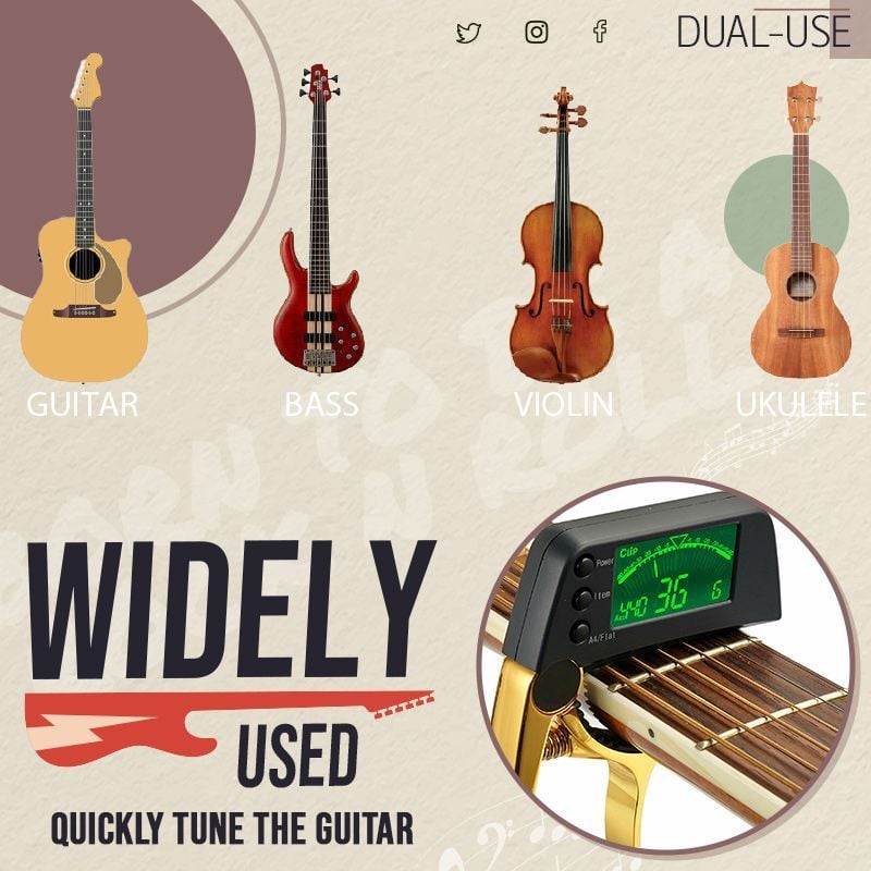 Lisslune | DUAL-USE GUITAR CAPO TUNER WITH LCD DISPLAY