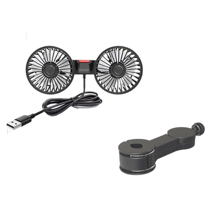 Lisslune | Dual Head USB Car Fan with 360° Rotation for 12V/24V Vehicles