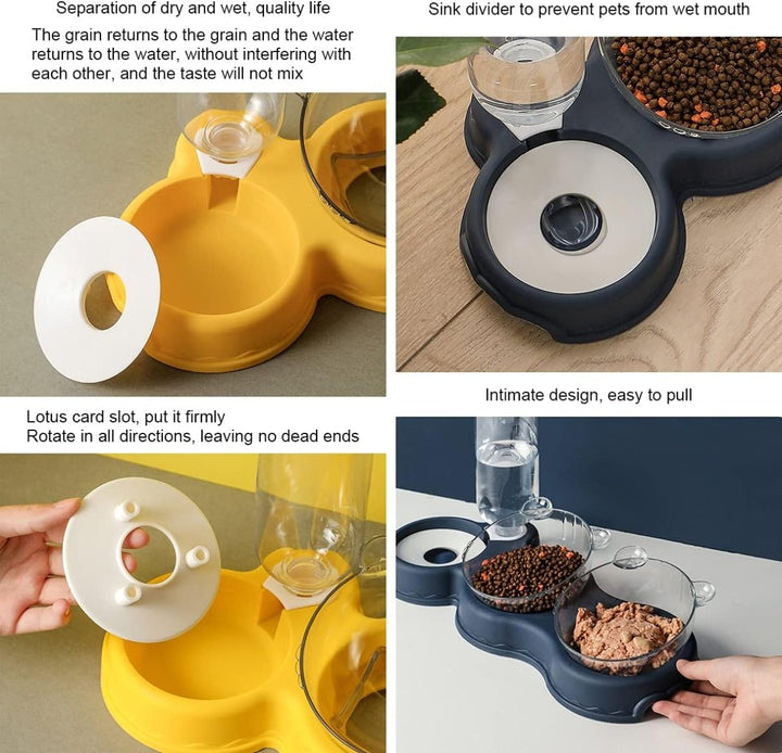 Lisslune | FEASTFLOW – 3-in-1 Elevated Feeding Station with Automatic Water Dispenser