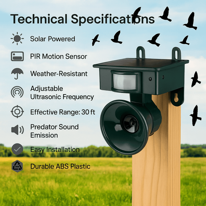Lisslune | FEATHERBLOCK – Motion-Activated Bird Repeller for Quiet & Clean Outdoor Spaces
