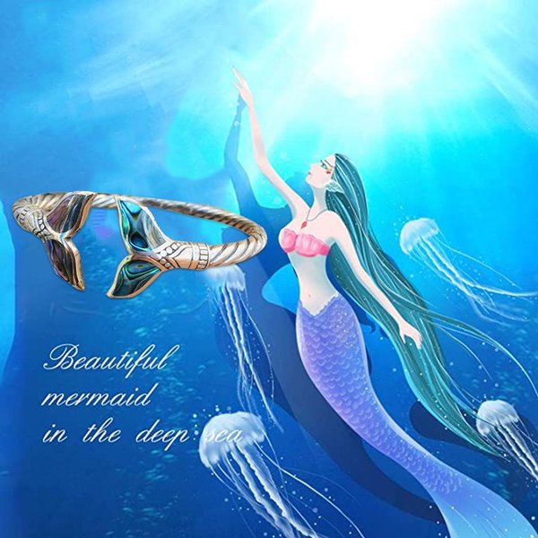 Lisslune | Abalone Shell Mermaid Tail SS Bangle Bracelet