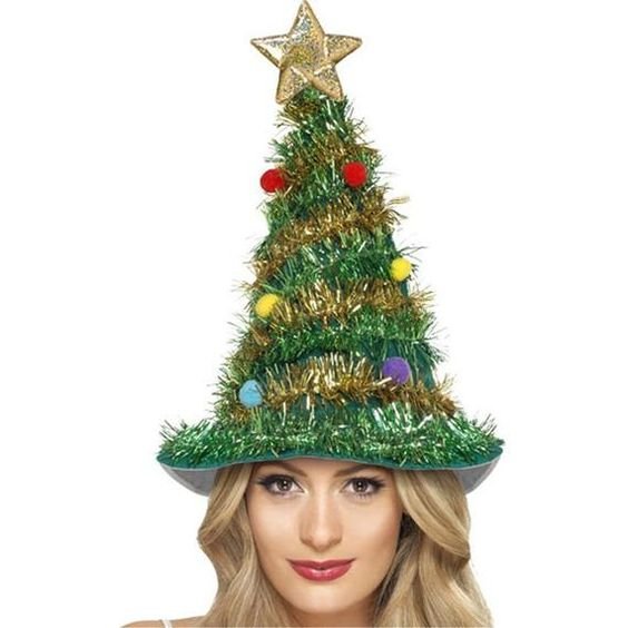Lisslune | Festive Christmas Tree Hat - Holiday Theme Hat, Santa Hats