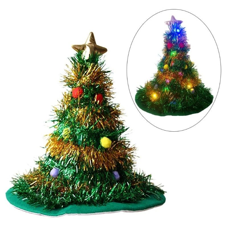 Lisslune | Festive Christmas Tree Hat - Holiday Theme Hat, Santa Hats