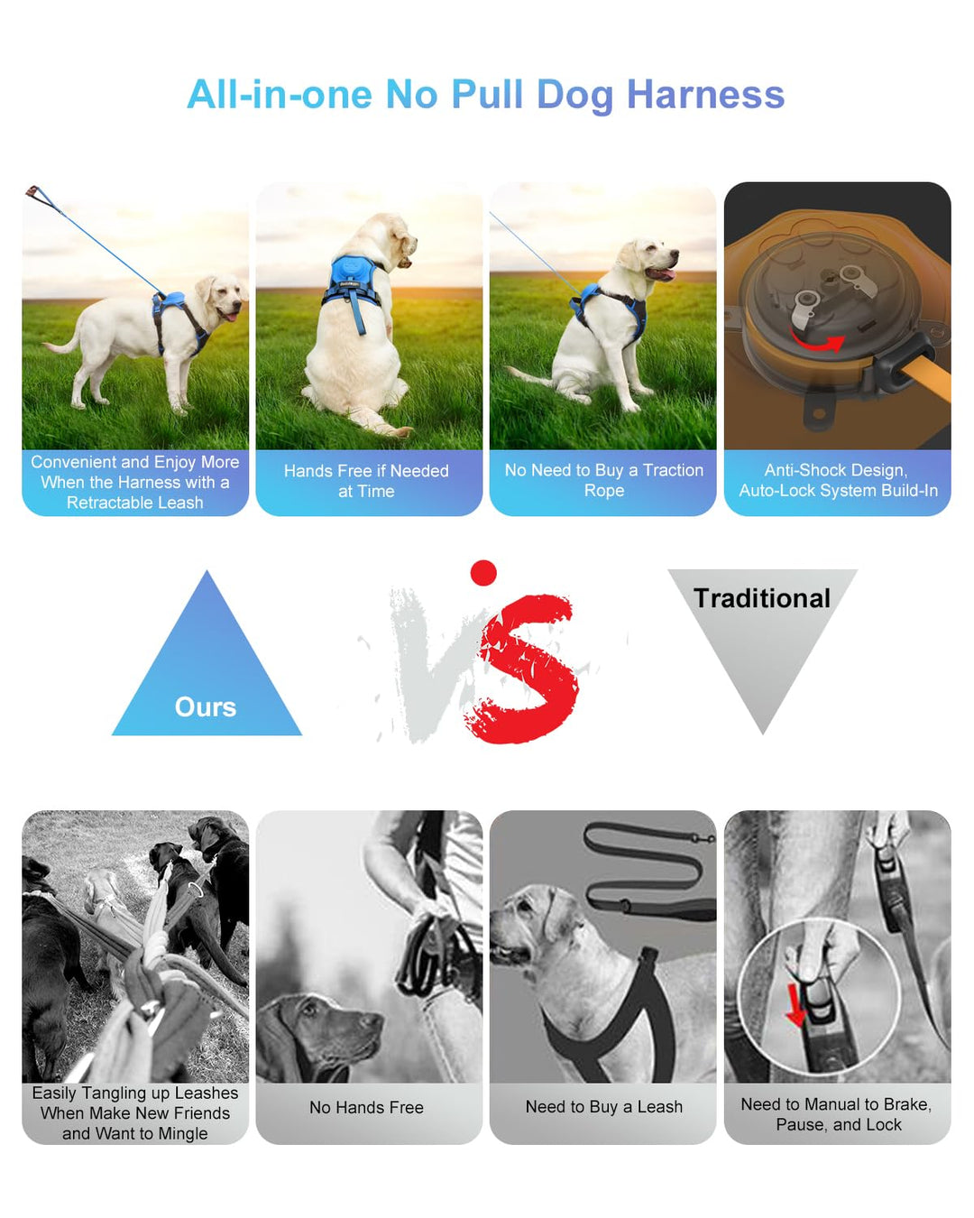 Lisslune | mamymarket™ - Dog Harness and Retractable Leash Set All-in-One