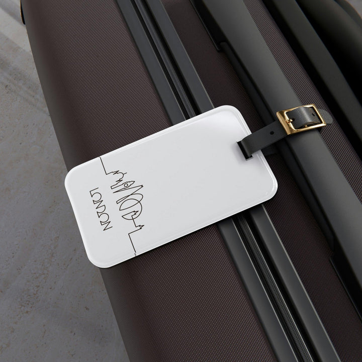 Lisslune | Elegant Explorer's London Luxe Acrylic Luggage Tag Set with Adjustable Leather Strap - Travel in Style!