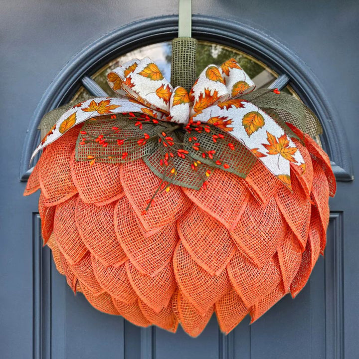 Lisslune |  Farmhouse Pumpkin Wreath For Front Door
