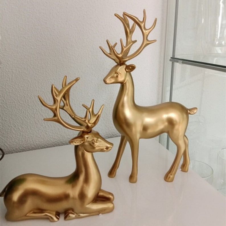 Lisslune | Golden Couple Deer Figurines
