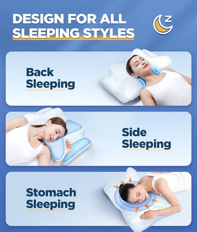 Lisslune | Memory Foam Neck Pillow | Ergonomic Support for Neck Pain Relief at Home