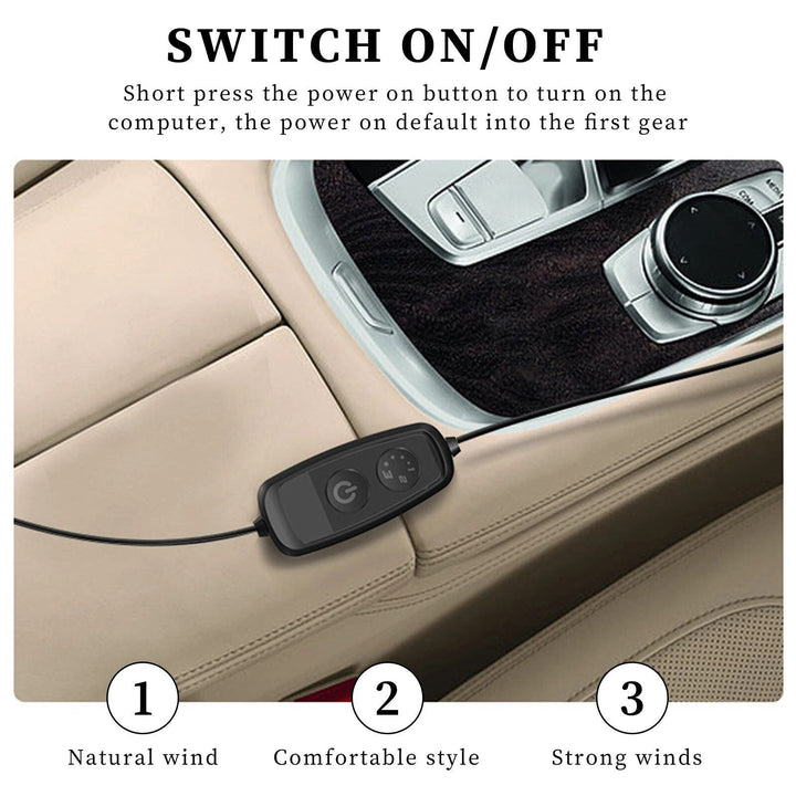 Lisslune | Electric 3-speed car head cooling fan with USB plug