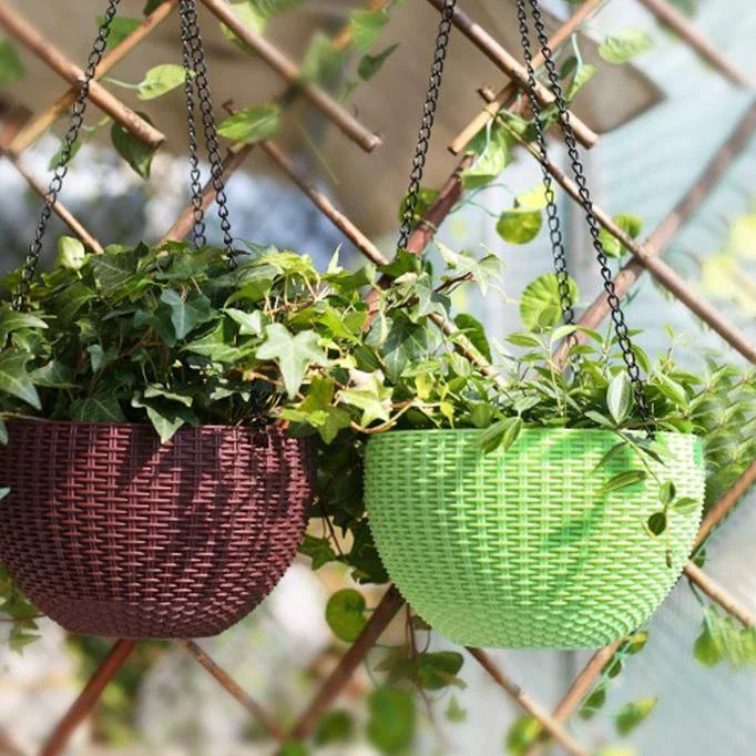 Lisslune | Woven hanging basket for plants with chain – Ideal for balcony and garden
