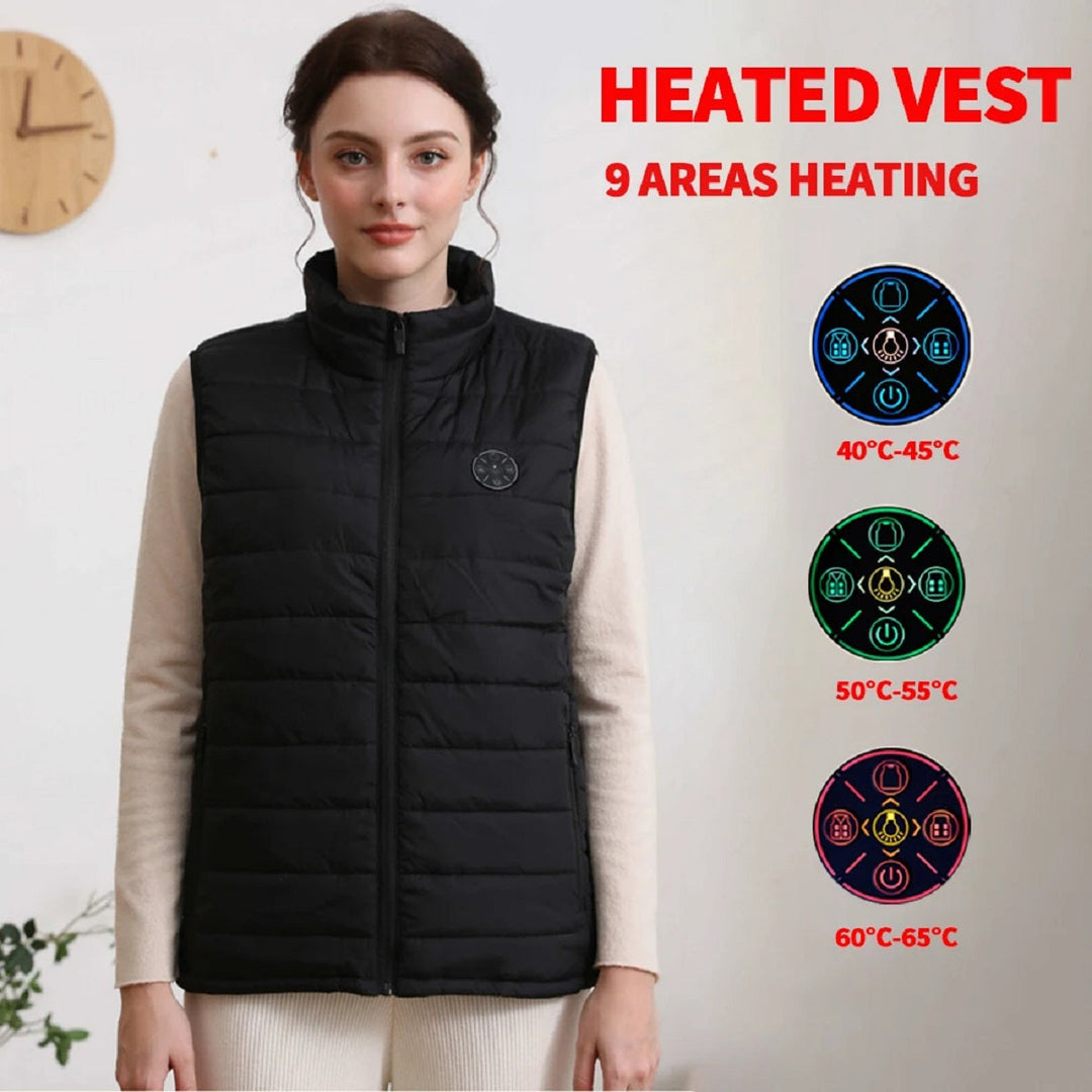 Lisslune | 9-Zone USB Heated Vest | Rechargeable, Adjustable Heat Control & Ideal for Outdoor Activities