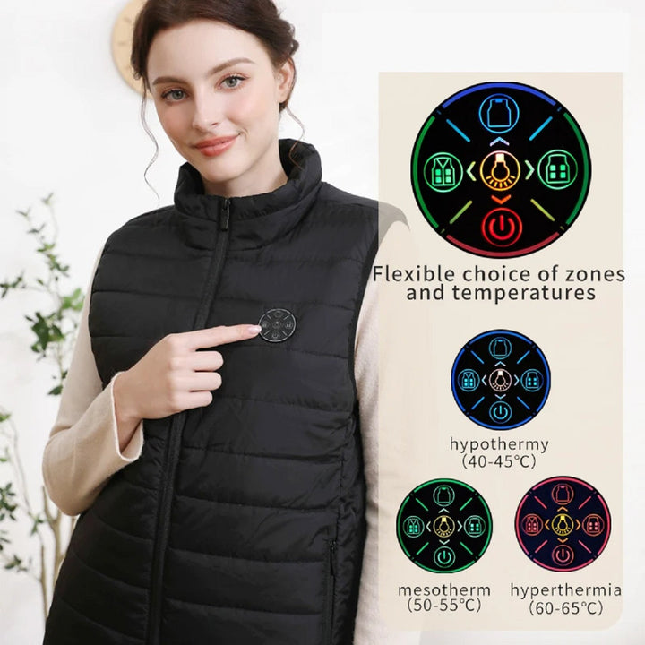 Lisslune | 9-Zone USB Heated Vest | Rechargeable, Adjustable Heat Control & Ideal for Outdoor Activities
