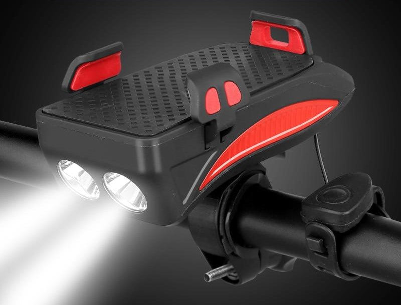 Lisslune | 4-in-1 Bike Gadget – Phone Holder, Power Bank, LED Lighting and Horn