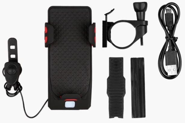Lisslune | 4-in-1 Bike Gadget – Phone Holder, Power Bank, LED Lighting and Horn