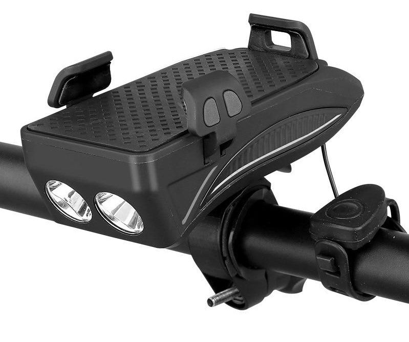 Lisslune | 4-in-1 Bike Gadget – Phone Holder, Power Bank, LED Lighting and Horn