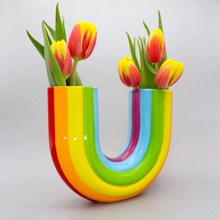 Lisslune | ArcBloom – Ceramic Rainbow Vase with Artistic Design