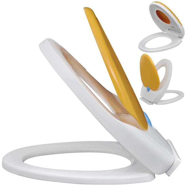 Lisslune | White & Yellow Soft Close Toilet Seat for Adults/Children